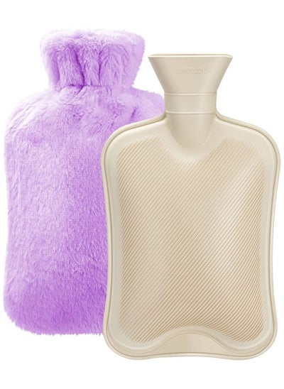 اشتري Hot Water Bottle with Soft Cover (2 Liter) Classic Rubber Hot Water Bag for Cramps, Neck, Shoulders Pain Relief, Hot Cold Pack for Hot and Cold Therapy and Feet Warmer في الامارات