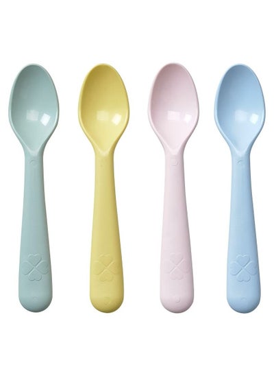 Buy Set of 4 Fade Proof Easy Cleaning Colourful Feeding Spoons For Baby - Multicolour in Saudi Arabia