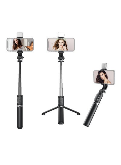 اشتري Multifunctional Wireless BT Selfie Stick Portable Extendable Tripod Stand with Fill Light 104.5cm Max. Length Remote Control for Vlog Video Shooting Group Photo Selfies Live Stream في الامارات