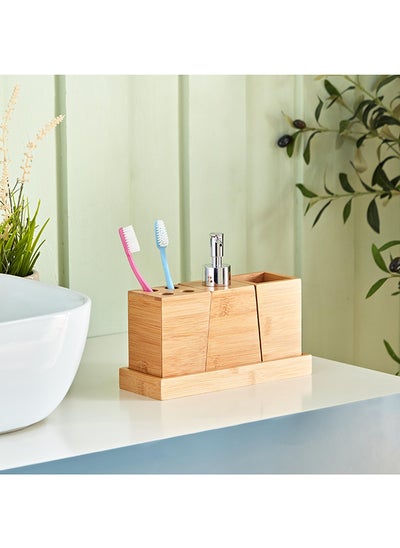 اشتري Natura Bamboo 4-Piece Bathroom Accessories Set 24 x 17.8 x 9.2 cm في السعودية