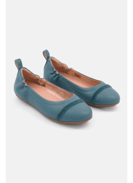 اشتري Women Slip On Leather Ballet Flats, Blue في السعودية