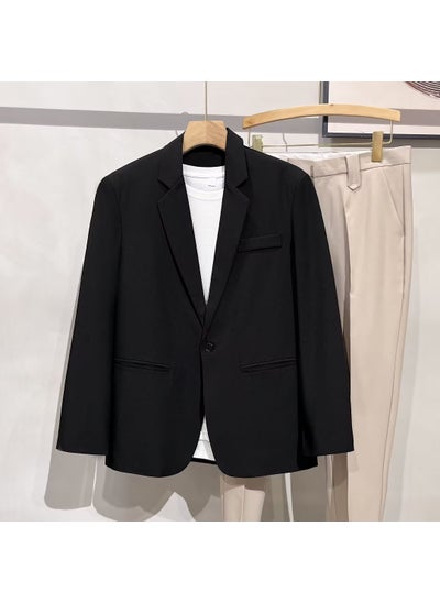 Buy Mens Casual Slim Fit Blazer Korean FashionBlack Black in UAE