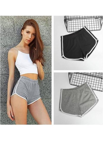 Buy Women'S Elastic High Waist Fitness Shorts Fashion Solid Color Hip Bag Yoga Shorts Gym Training Shorts Elastic Flat Angle Safety Shorts in UAE