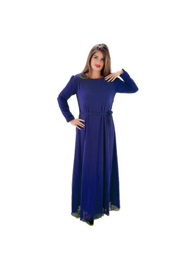 Buy LONG CHIFFON DRESS WITH LINING AND WAIST BELT in Egypt