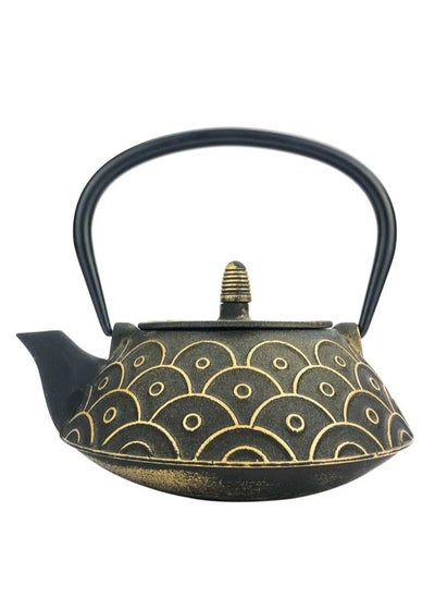 Buy Durable Coated with Enamel Interior Cast Iron Teapot with Stainless Steel Infuser for Brewing Loose Tea Leaf 0.8 Liter in UAE