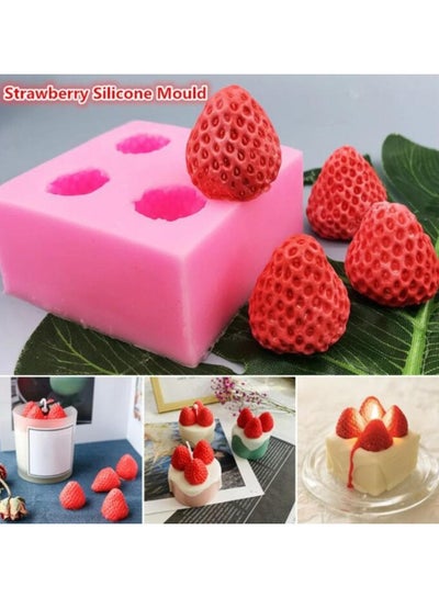 Buy Strawberry Mold Silicone Baking Molds For Candy Jello Cake Pink in Saudi Arabia
