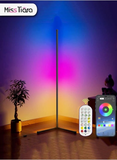 اشتري Corner Floor Lamp, Smart RGB Floor Lamp, Dimmable LED Corner Lamp With Music Sync Color Changing APP Control Remote في الامارات