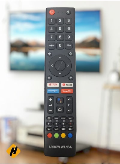 اشتري Arrow Smart TV Remote Wansa Remote Control | Replacement Remote Control For Arrow Smart TV LCD LED With Netflix YouTube Google Play & Prime Video Key Buttons في السعودية