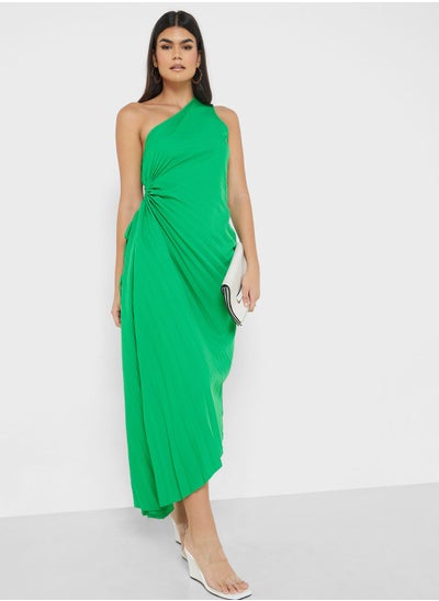 Buy One Shoulder Dress With Pleats in UAE