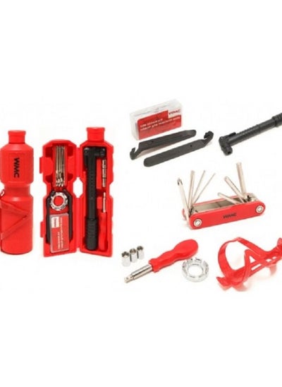 Buy WMC TOOLS Bicycle Repair Tool Set 27 psc with Bottle Holder in a Tube, Red in UAE