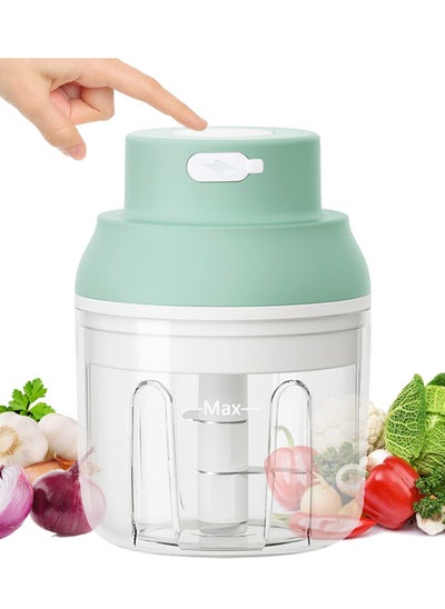 اشتري Electric Garlic Chopper, Onion Ginger Salad Pepper Nuts Grinder, 250ML Mini Cordless Food Chopper, for Onion, Ginger, Chili, Vegetables, Minced Meat, Food BPA-Free في الامارات