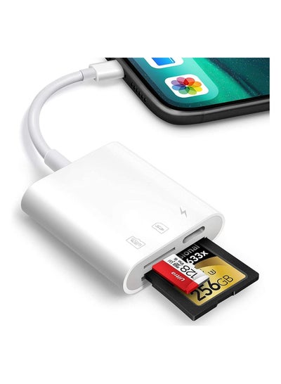 اشتري SD Card Reader for iPhone iPad Trail Game Camera SD Card Reader Viewer Memory Card Reader Adapter with Dual Slots Plug and Play في السعودية