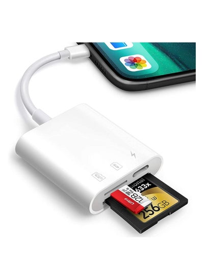 اشتري SD Card Reader for iPhone iPad Trail Game Camera SD Card Reader Viewer Memory Card Reader Adapter with Dual Slots Plug and Play في السعودية