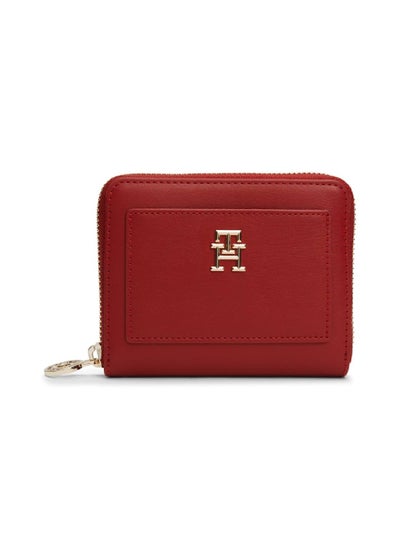 Buy Women's Th Monogram Medium Zip-Around Wallet - Faux Leather, Red in UAE