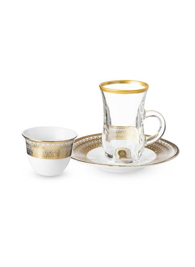 Buy 18-Piece Tea And Coffee Set gold in Saudi Arabia