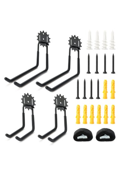 Buy Garage Hooks Heavy Duty 4 Pack Bike Storage Hooks, Utility Hooks with Anti-Slip Coating, Storage Hooks for Organizing Power Tools, Garden Lawn Tools, Ladders, Bike in UAE