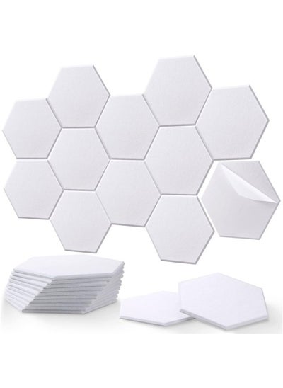 Buy 12 Pcs Hexagon Acoustic Panels,Self-adhesive High Density Sound Absorbing Panels, 12" X 10" X 0.4" Professional Level Sound Dampening Panels for Studio Home, Office (White) in UAE