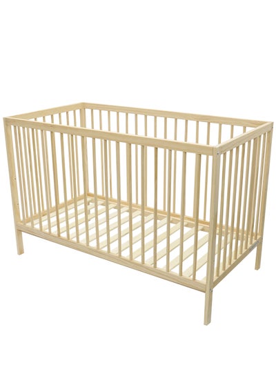 اشتري Large Comfortable Baby Wood Crib - Beige في الامارات