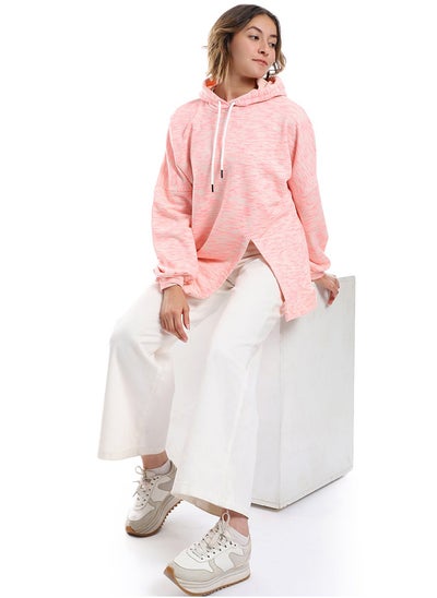 Buy Self Pattern Slip On Hoodie _ Neon Pink & Beige in Egypt