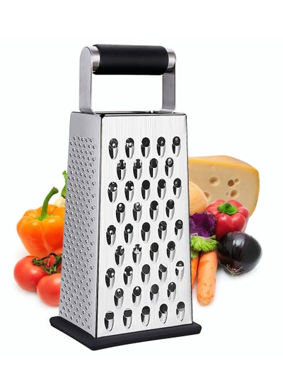 اشتري Cheese Grater, Box Grater for Cheese Stainless steel Vegetable Slicer Food Shredder 4-Sided Convenience Gadgets for kitchen في الامارات