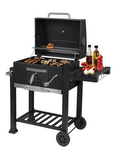 Buy charcoal grill charcoal grill trolley charcoal tray height adjustable with wheels bottle opener stand grill barbecue grill for BBQ garden camping balcony, black in Saudi Arabia