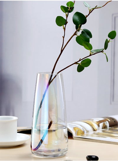 Buy Qiccijoo Glass Vase Aurora Phantom Clear Glass Vase Flower Glass Vase for Decor Home Handmade Modern Large Flower Vases for Centerpieces,Wedding,Office,Living Room（Transparent） in UAE