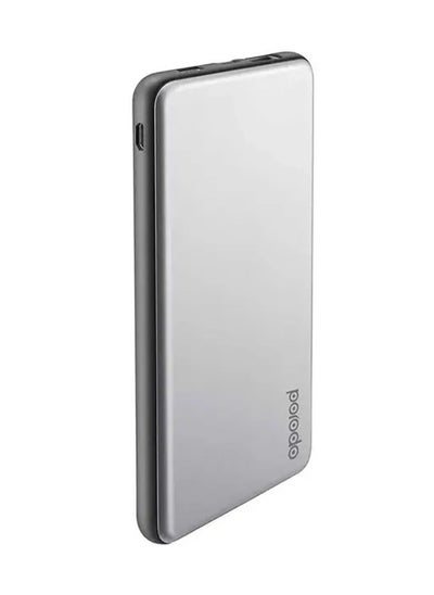 Buy USB A and Type-C Power Bank 10000mAh with Lightning Cable - Silver in UAE