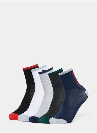 Buy Pack of 5 - Contrast Crew Socks in Saudi Arabia