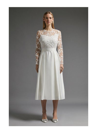 اشتري Embroidered Bodice Satin Skirt Dress في الامارات