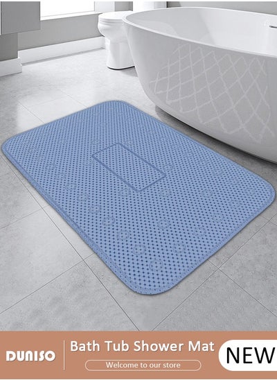 اشتري PVC Foam Anti Slip Bathroom Mat Shower Mat Waterproof Mat Foot Massage Mat With Drain Holes And Suction Cups 40*70cm Bath Mat For Tub, Toilet And Bathroom Floors-Blue في السعودية