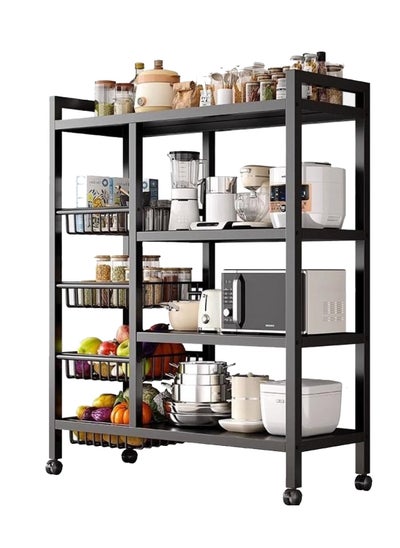 Buy 4-Tier Heavy Duty Kitchen Storage Rack Multi Purpose Versatile Kitchen Storage Durable Baker's Racks Rack Space-Saving Adjustable Garage Home Closet Office Shelves Black （120*135*32cm） in UAE