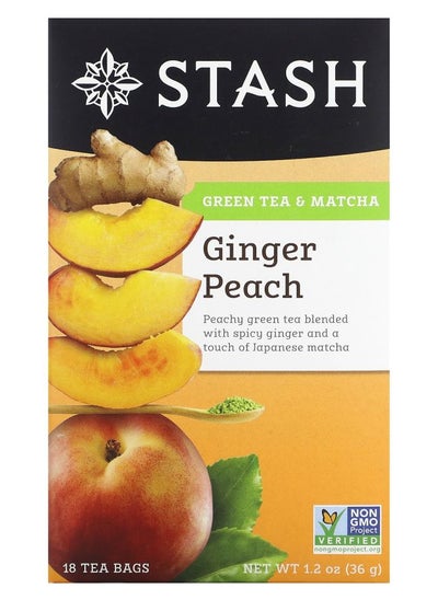 Buy Green Tea & Matcha Ginger Peach 18 Tea Bags 1.2 oz (36 g) in UAE