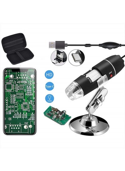 اشتري Original 40-1000X USB Microscope with Portable Carrying Case, Digital Magnification Endoscope Camera 8 LEDs Metal Base for Micro USB USB-C Android, Windows Mac Linux Chrome في الامارات