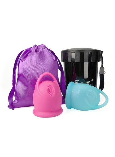 Buy Menstrual Cup, Reusable Period Cup, Made of Medical Silicone, Replacement for Tampons and Pads, Contains 2 Menstrual Cups L and L, Washing Sterilizer Bottle and Cloth Bag in Saudi Arabia