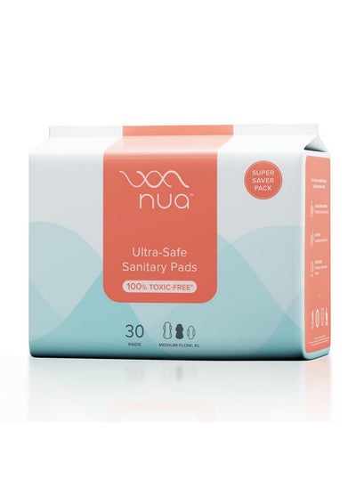 Buy Ultra-Safe Sanitary Pads For Women | Super Saver Pack Of 30 | Medium Flow - Xl | Leakproof, Unscented & Toxin-Free | Gentle On Sensitive Skin | Breathable & Rash-Free in UAE