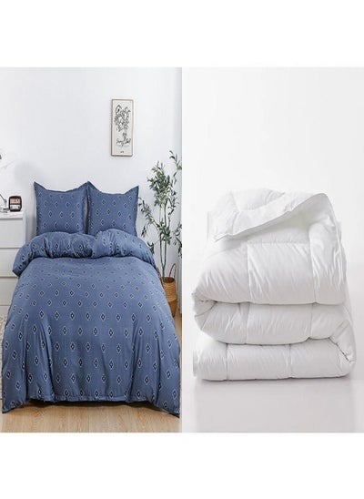 اشتري 5-Piece Duvet & Cover Set, Single Size, 1 Duvet-160x210 cm, Duvet Cover- 160x210 cm, Fitted Sheet- 120x200x25 cm, Pillow Cover- 48x74 cm في الامارات