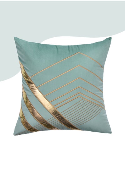 Buy Decorative Embroidered Cushion Cover blue/gold 45x45Cm (Without Filler) in Saudi Arabia