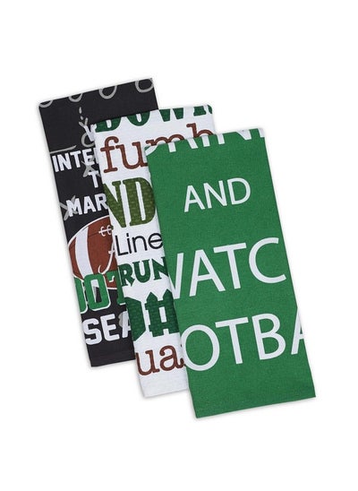 Buy Football Decorations For Home & Kitchen Game Day Party Décor Dishtowel Set 18X28 Eat Drink Watch 3 Piece in Saudi Arabia