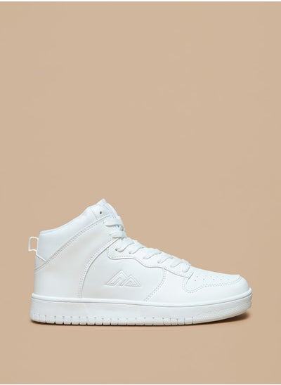 اشتري Women's Solid High Top Sneakers with Lace-Up Closure في الامارات