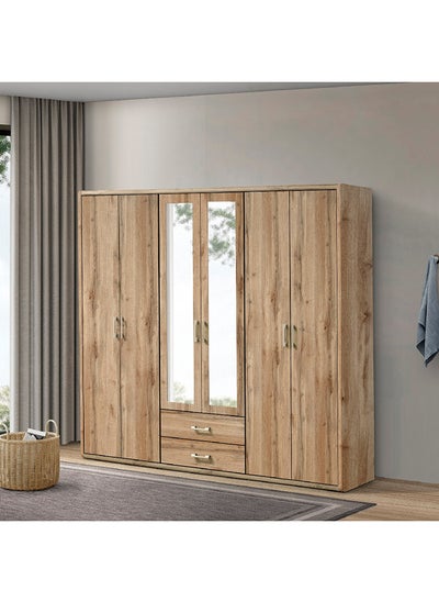 Buy Georgia 6-Door Wardrobe with 2 Drawers and 2 Mirrors 239.8 x 209.6 x 54.6 cm in Saudi Arabia