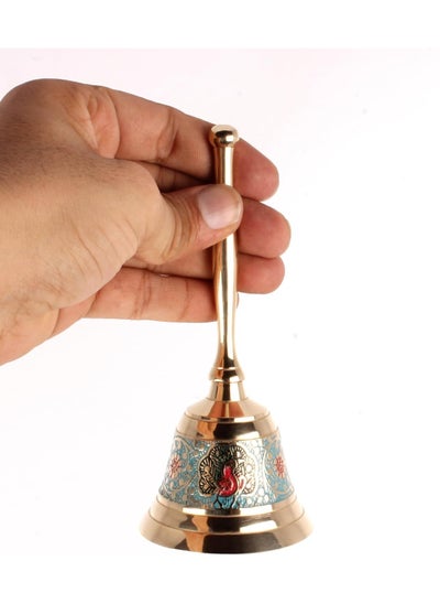 اشتري QUESERA Premium Brass Pooja Puja Bell Ghanti, for Poojan Purpose, Spiritual Gift Item, Made of 100% Solid Brass | Pooja Praying Idol | Home Decor | Brass Decor. في الامارات