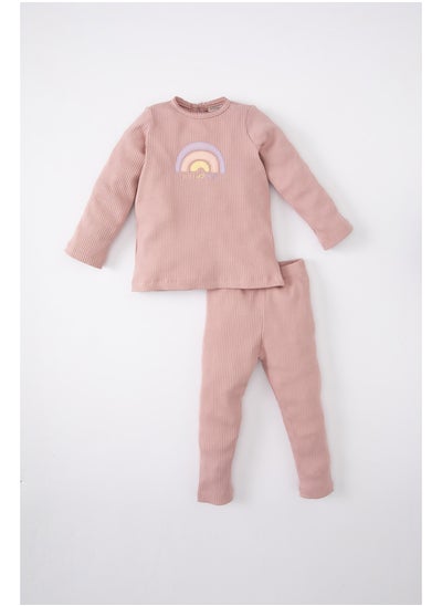 اشتري Babygirl Regular Fit Bike Neck Long Sleeve Knitted Pyjamas - 2 Pieces في مصر