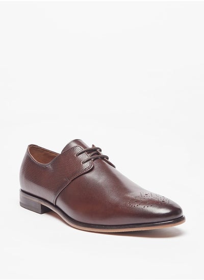 اشتري Men'S Textured Derby Shoes With Lace-Up Closure في الامارات