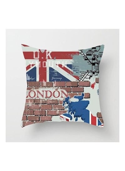 Buy Decorative Printed Cushion Velvet Red/White/Blue in UAE