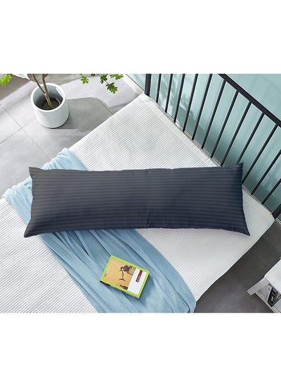 Buy Krude Long Body Pillow 1pc, Fabric: 100% Polyester 85 GSM Microfiber 1 cm Stripe Super Soft, Filling: 1300 gm Hollow Fiber Comfort, Breathable & Ultra Soft , Size: 45 x 120 cm, Color: Dark Grey in UAE