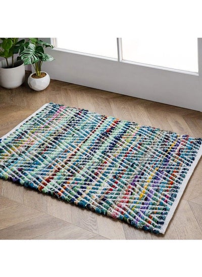 Buy Rochell Hand Woven Chevron Area Rug 2' X 3' Green in UAE