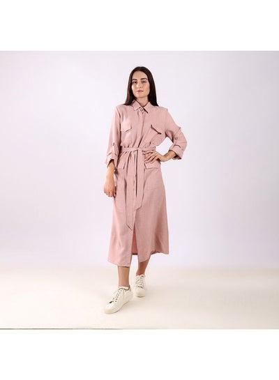 Buy ESLA Plain Long Sleeved Short Dress  Pink in Egypt