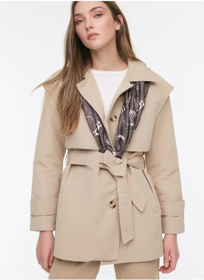 اشتري Belted Button Detail Coat في الامارات