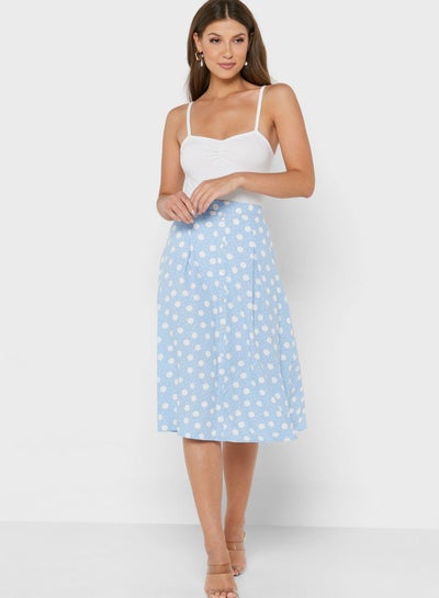 Buy Polka Dot Button Detail Skirt in UAE