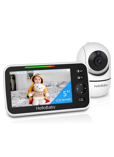 اشتري Upgrade Monitor 5''Sreen With 30Hour Battery Pantiltzoom Video Baby Monitor With Camera And Audio Night Vision Vox 2Way Talk 8 Lullabies And 1000Ft Range No Wifi Ideal Gifts في الامارات